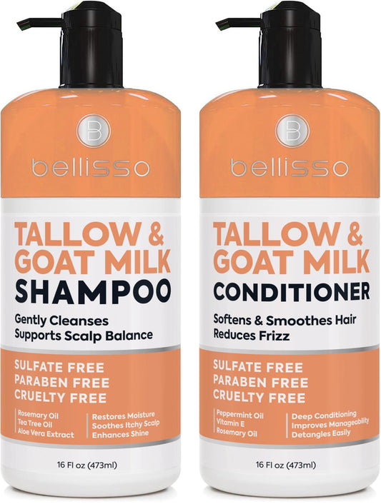 Beef Tallow Shampoo & Conditioner Set — Goat Milk, Sulfate Free