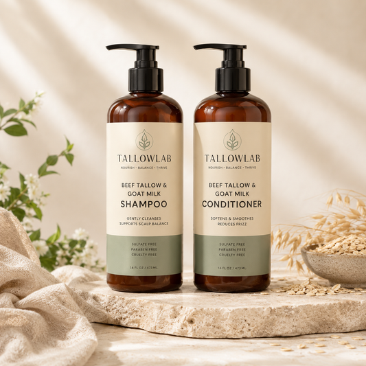 Beef Tallow & Goat Milk Shampoo & Conditioner Set — Sulfate-Free