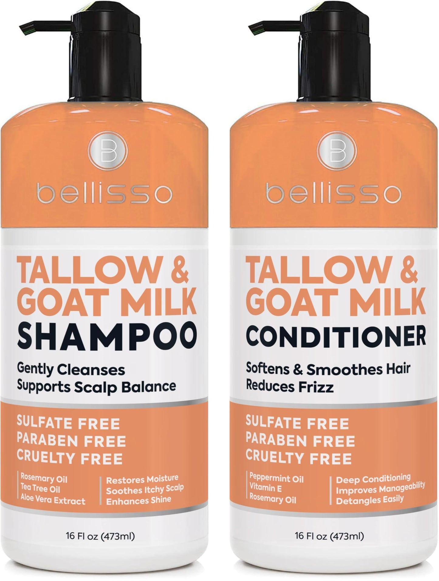 Beef Tallow Shampoo & Conditioner Set — Goat Milk, Sulfate Free