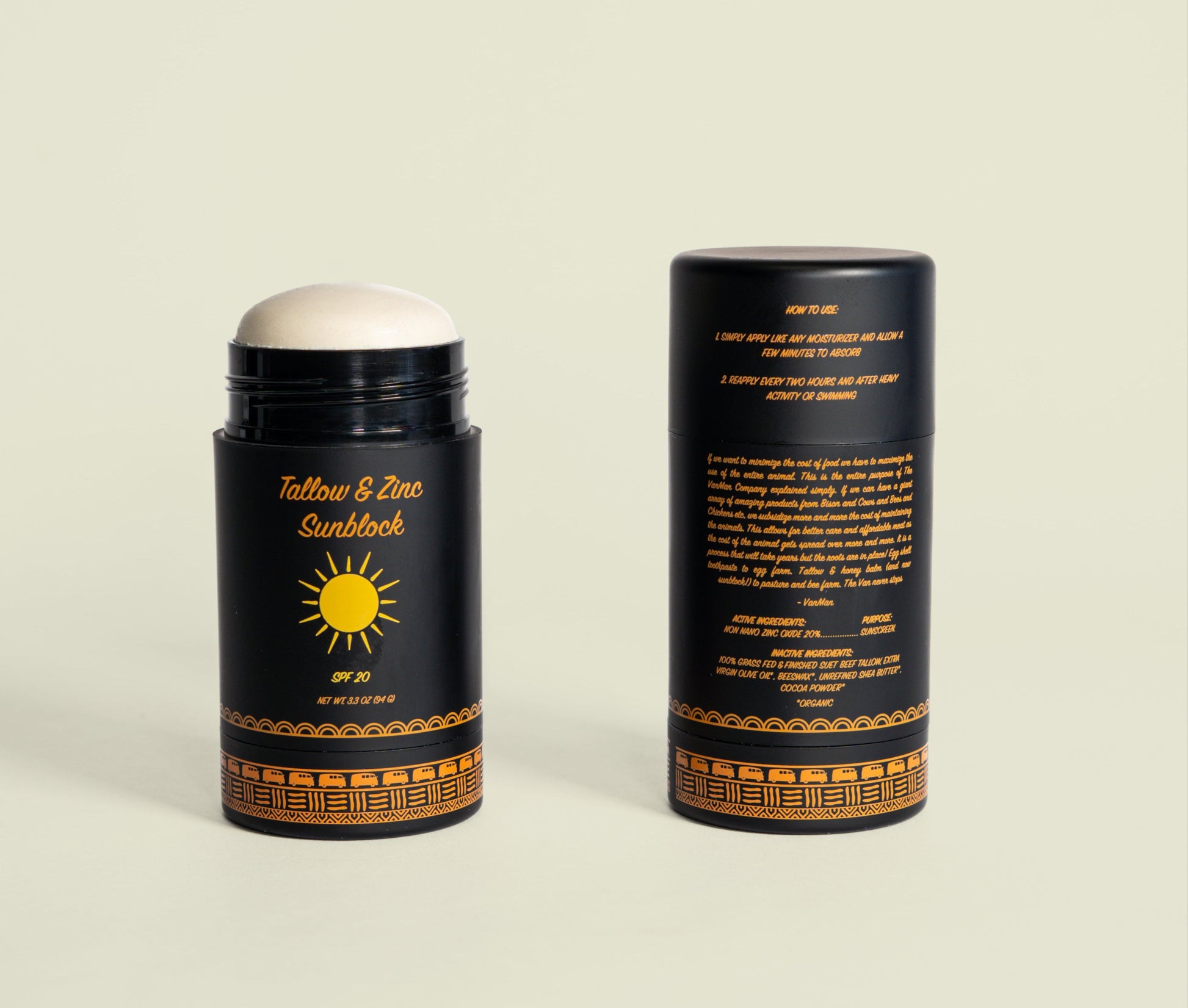 VanMan's Tallow & Zinc Sunscreen - 2 oz  